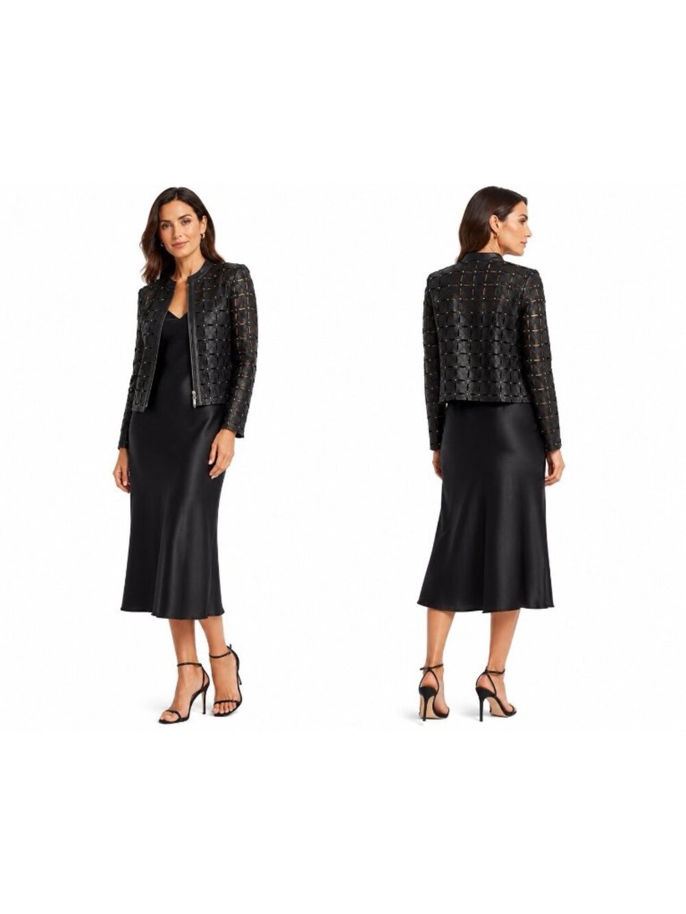 STILLMAN STUDIO laser cut leather jacket black LARGE quiet luxury statement